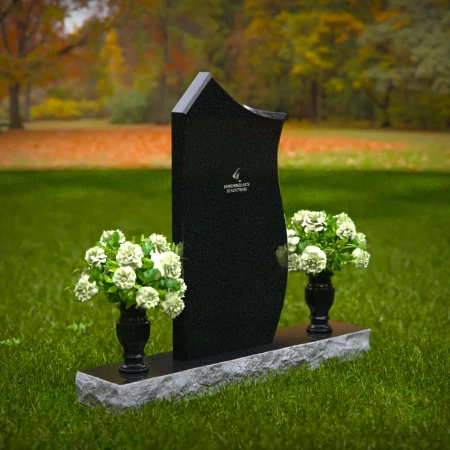 1365 - Modern Asymmetrical Granite Headstone – Unique Memorial Design - 53