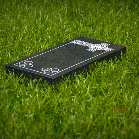 1642 - Celtic Cross Flat Granite Grave Marker with Shamrock Engraving - 6