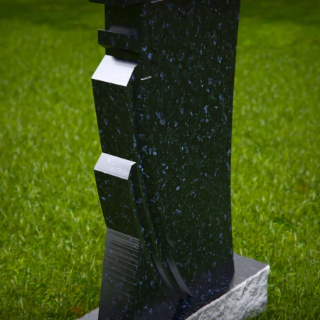 1485 - Modern Black Granite Memorial Headstone with Cross Accent - 4