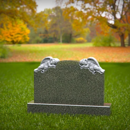 1443 - Children’s Memorial Headstone with Twin Sleeping Angels