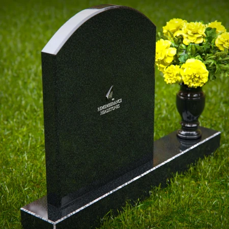 1320 - Classic Arched Granite Headstone with Polished Vase - 51