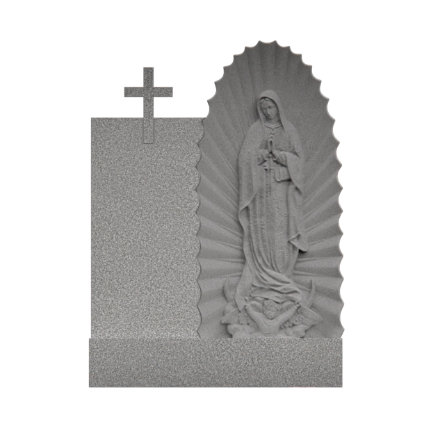 1205044 - Religious Upright Headstone With Cross and Virgin Mary Engraving