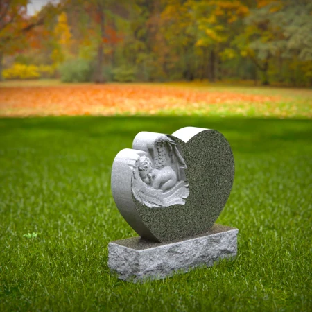 1453 - Heart-Shaped Angel Baby Memorial Headstone - 6