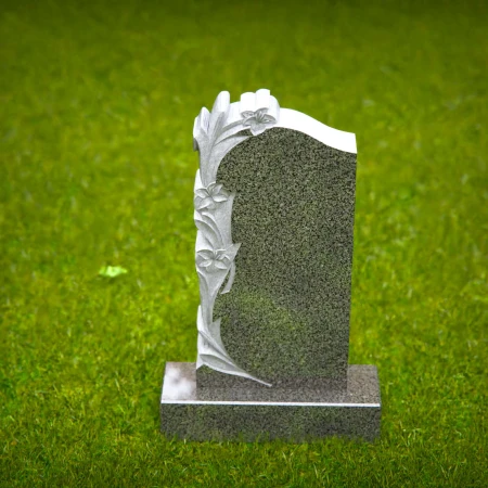 1508 - Granite Headstone with Elegant Floral Carving - 3