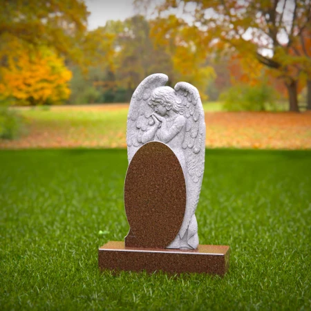 1495 - Granite Headstone with Angel Carving – Serene Memorial