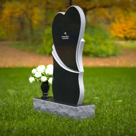 1361 - Modern Heart-Shaped Granite Headstone with Elegant Layered Design - 56