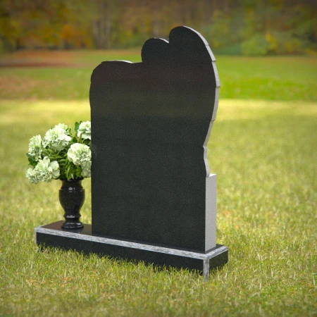 1273 - Granite Angel Heart Headstone with Floral Vase – A Loving Memorial - 55