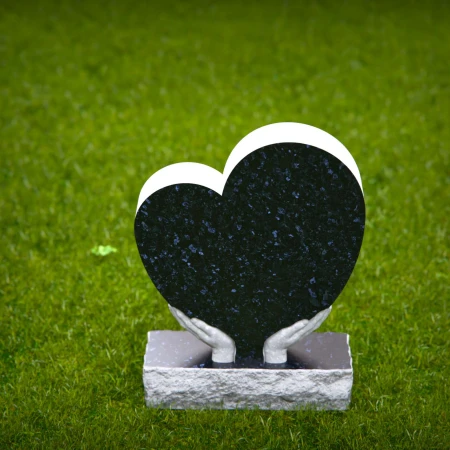 1448 - Heart-Shaped Memorial Headstone with Embracing Hands - 7