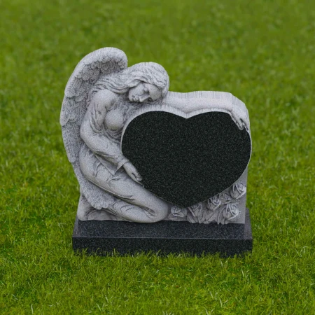 1740 - Elegant Angel Heart Memorial Headstone - A Timeless Tribute - 6