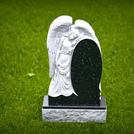 1512 - Granite Angel Memorial Headstone with Carved Sculpture - 8