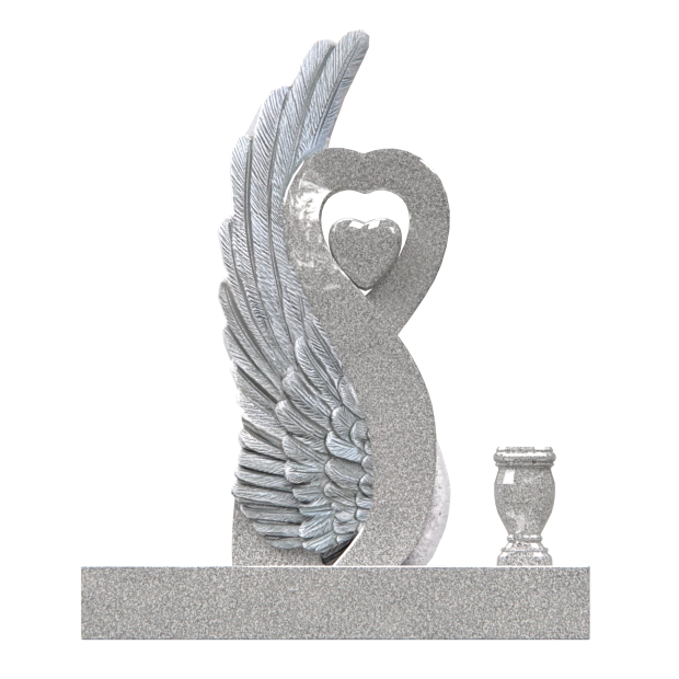 1207072 - Heart-Shaped Upright Monument With Angel Wings and Swarovski Crystal Accents