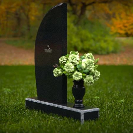 1260 - Modern Granite Headstone with Sleek Curved Design and Floral Vase – A Contemporary Memorial - 2