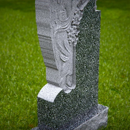 1520 - Granite Headstone with Angel and Cross Sculpture - 3