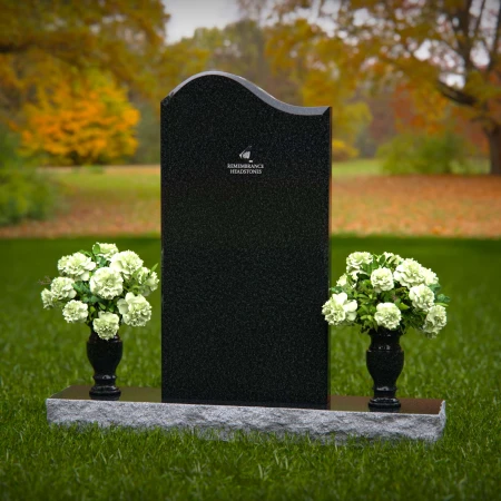 1331 - Elegant Upright Headstone with Floral Arrangement - 46