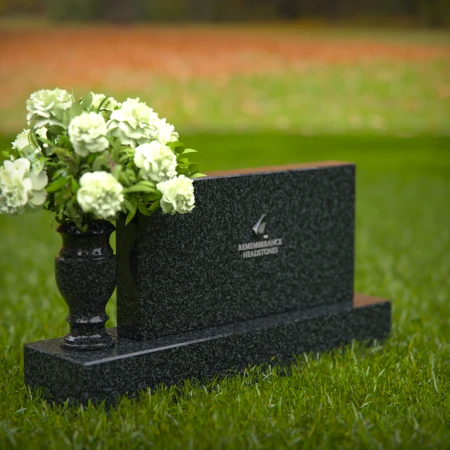 1274 - Elegant Granite Headstone with Flower Vase - Custom Memorial Design - 47