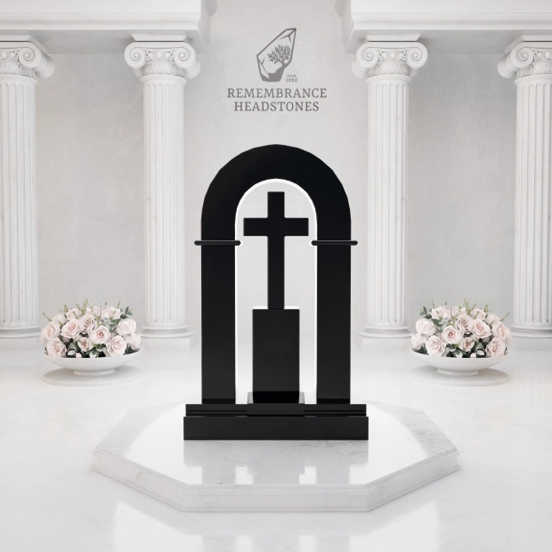 Luxury Open Arch Cross Granite Memorial