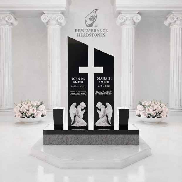  Luxury Companion Upright Headstone with Cross Cutout