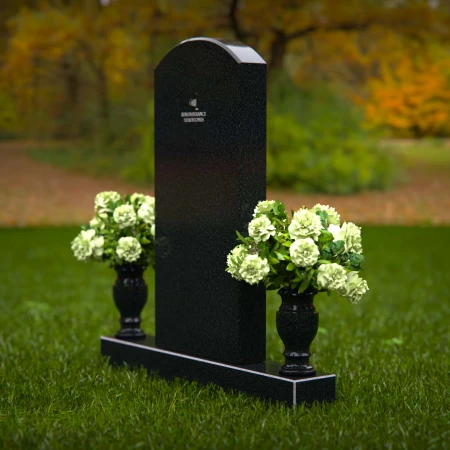 1297 - Upright Granite Headstone with Dual Flower Vases - 56