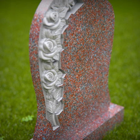 1423 - Elegant Memorial Headstone with Floral Rose Engraving - 5