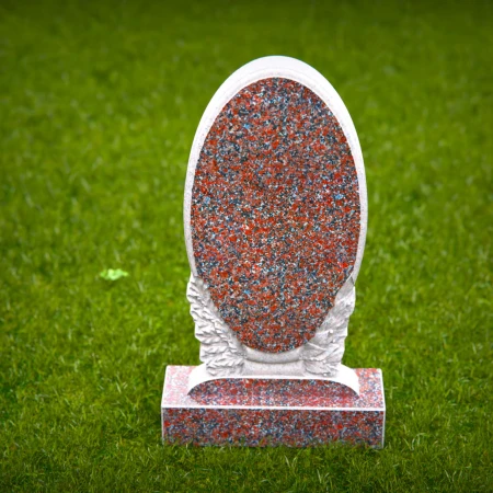 1524 - Oval Granite Headstone with Laurel Leaf Engraving - 2