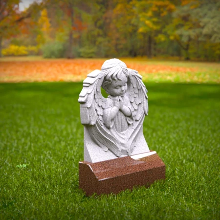 1447 - Angel Memorial Headstone for Children – Praying Cherub Design - 7