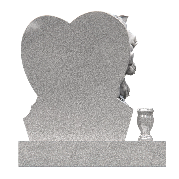 1201071 - Heart-Shaped Upright Granite Headstone With Symbolic Design