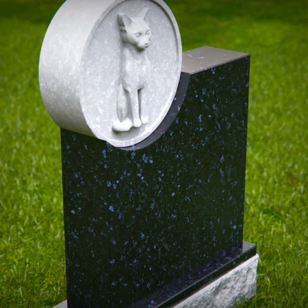 1458 - Elegant Black Granite Cat Memorial Headstone with 3D Cat Relief - 5