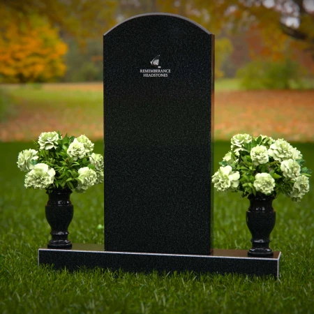 1297 - Upright Granite Headstone with Dual Flower Vases - 50