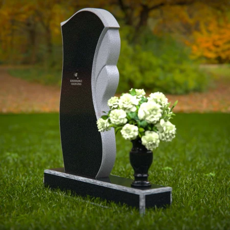 1336 - Modern Wave Design Headstone with Elegant Detailing - 54