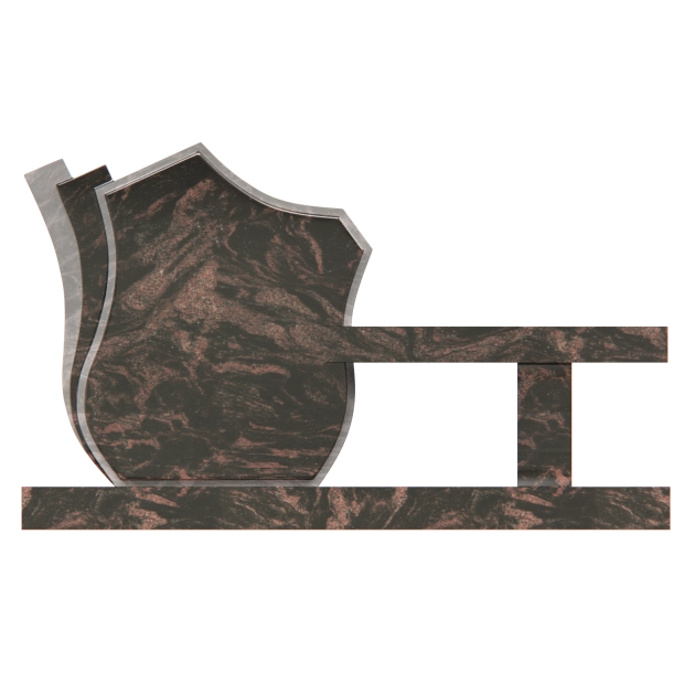 1502156 - Elegant Bench Memorial with Shield and Flowers                       