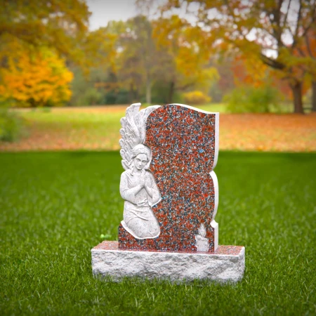 1491 - Elegant Granite Headstone with Praying Angel Sculpture for a Peaceful Tribute