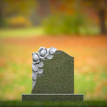 1399 - Floral Carved Memorial Headstone - 1