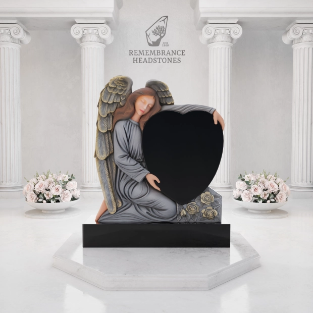 Luxury Guardian Angel Heart Memorial with Roses