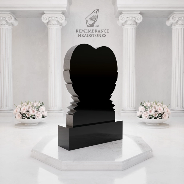 Luxury Upright Heart Headstone with Laurel Wreath