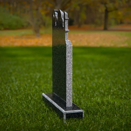 1259 - Elegant Granite Headstone with Intricate Mosque Design and Crescent Moon Accent – A Meaningful Memorial - 25