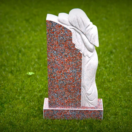 1509 - Granite Memorial Headstone with Mourning Angel Statue - 8