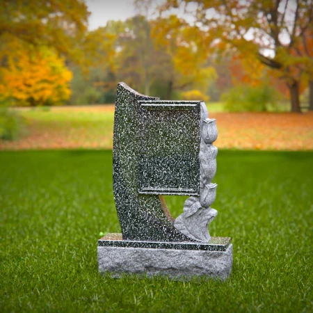 1469 - Unique Granite Memorial Headstone with Elegant Tulip Carving