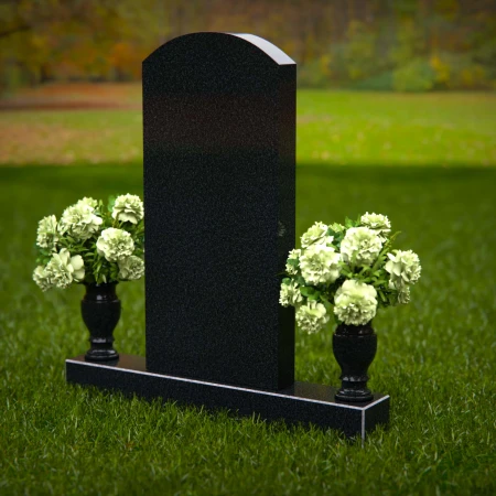 1297 - Upright Granite Headstone with Dual Flower Vases - 38