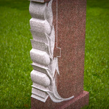 1535 - Classic Granite Memorial Headstone with Engraved Cross & Floral Motif - 8