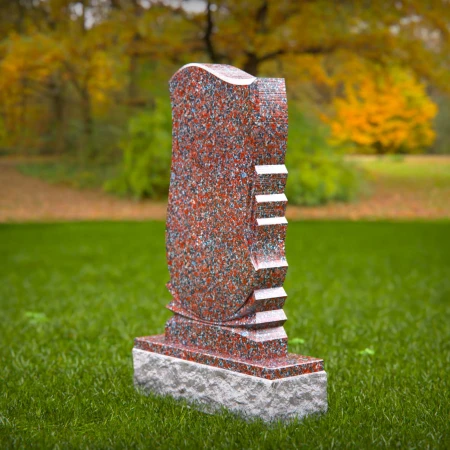 1483 - Unique Granite Memorial Headstone with Artistic Curved Design - 4