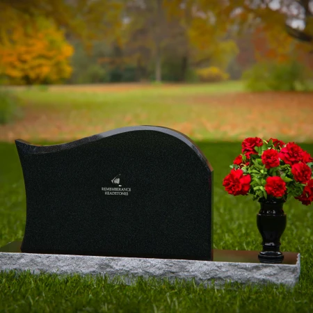 1312 - Modern Waved Granite Headstone with Flower Vase - 51