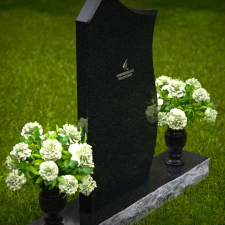 1365 - Modern Asymmetrical Granite Headstone – Unique Memorial Design - 54