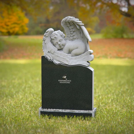 1237 - Sleeping Angel Granite Memorial Headstone