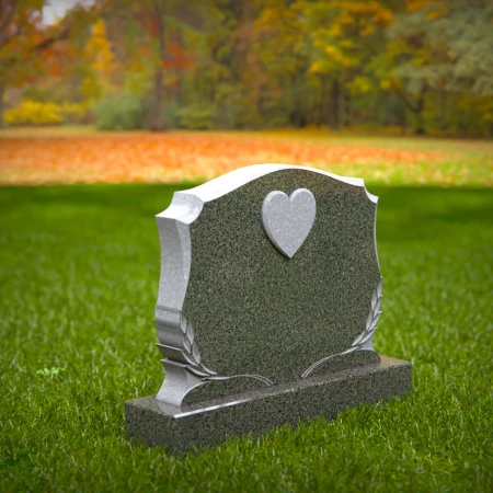 1503 - Granite Headstone with Heart and Laurel Design - 4