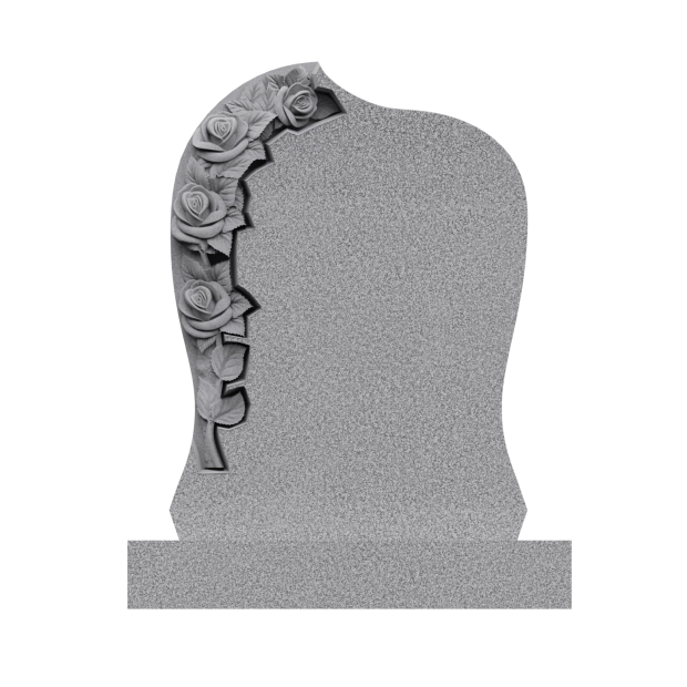 1201009 - Elegant Curved Memorial Headstone With Carved Roses