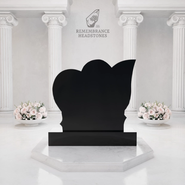 Luxury Floral Heart Granite Headstone