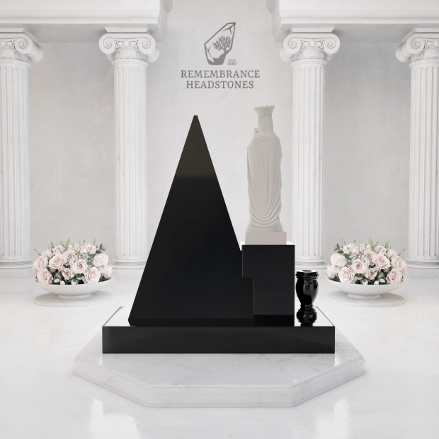 Luxury Pyramid-Shape Upright Granite Monument — Madonna