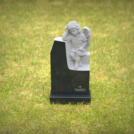 1240 - Angel Sitting on Granite Headstone – Elegant Memorial Tribute - 38