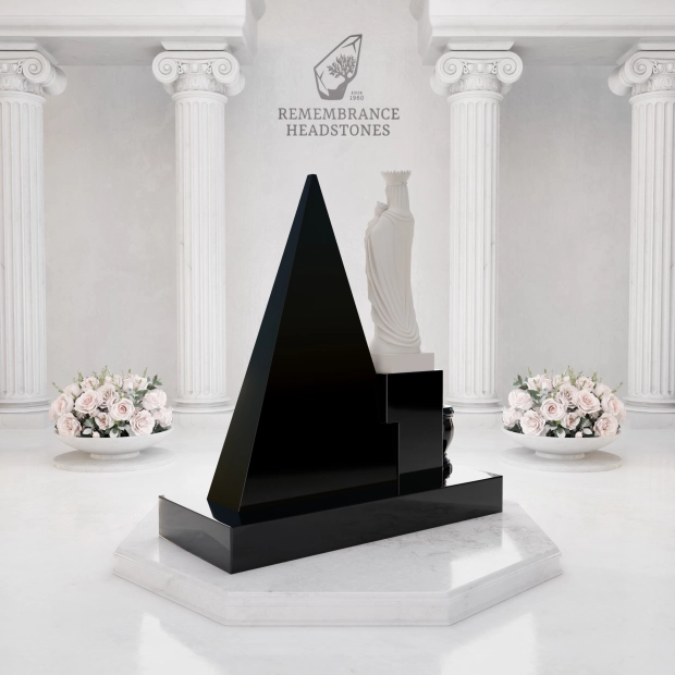 Luxury Pyramid-Shape Upright Granite Monument — Madonna