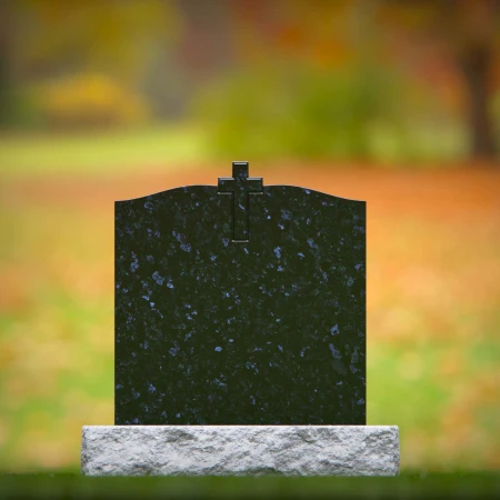 1758 - Classic Curved Memorial Headstone with Engraved Cross – A Timeless Tribute